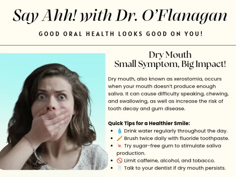 Preview of Dr. O'Flanagan's October 2026 Say Ahh! newsletter about dry mouth.